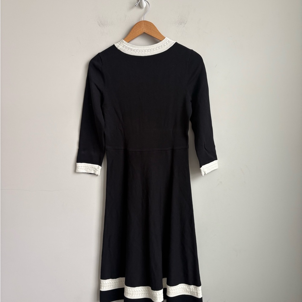 Talbots Black Fit & Flare Dress with Ivory Trim – Women’s Size Small - Picture 8 of 10